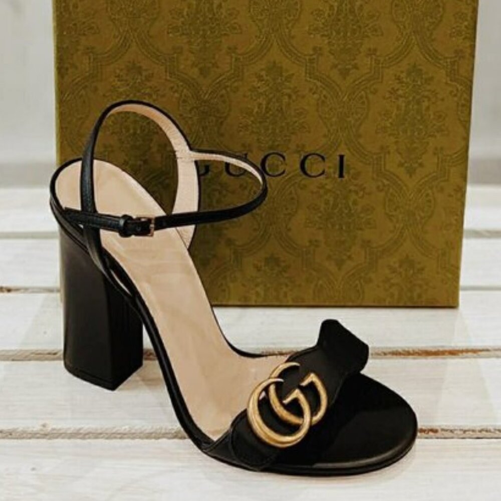 Gucci Double G Logo Leather Sandals - Size 36